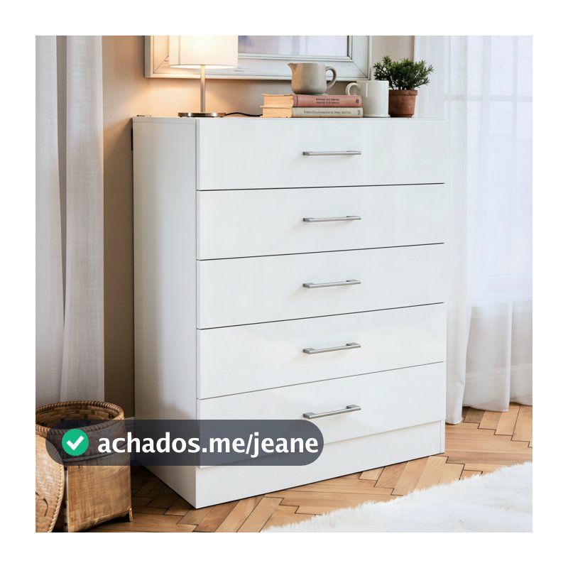 Cômoda 5 Gavetas Organizadora Grande p/ Quarto Móvel Gaveteiro de Roupas Decorativo Blue Moby