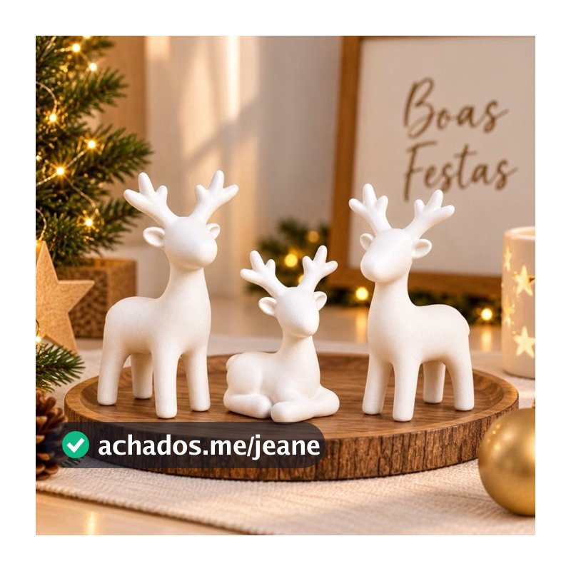 Trio de Renas Natalinas Decorativas - Design Exclusivo e Acabamento Suave em Plástico Resistente