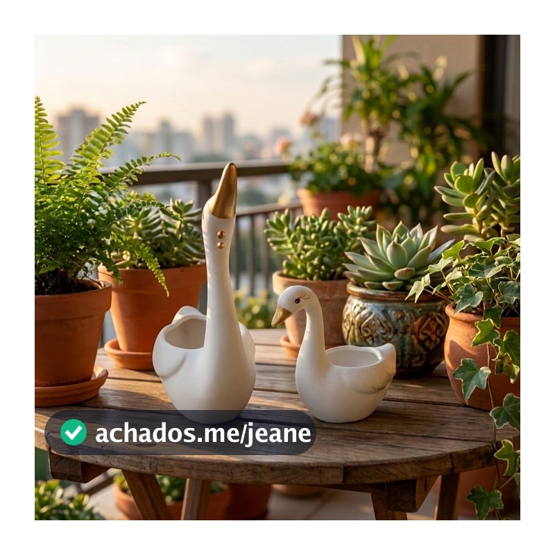 Kit 2 Cisnes Cachepôs em Cerâmica Artesanal Feita à Mão | Vasinho  Suculenta Decorativo Casa e Jardim