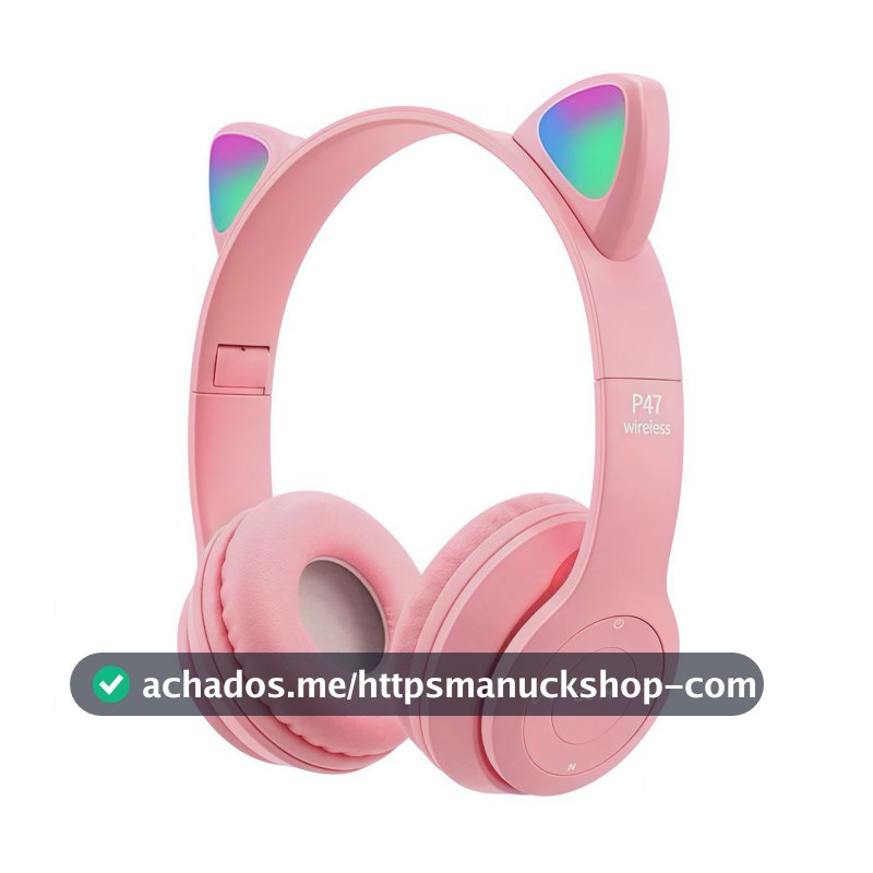 Fones de ouvido de gato com LED sem fio Bluetooth para gatinhos  anjgg