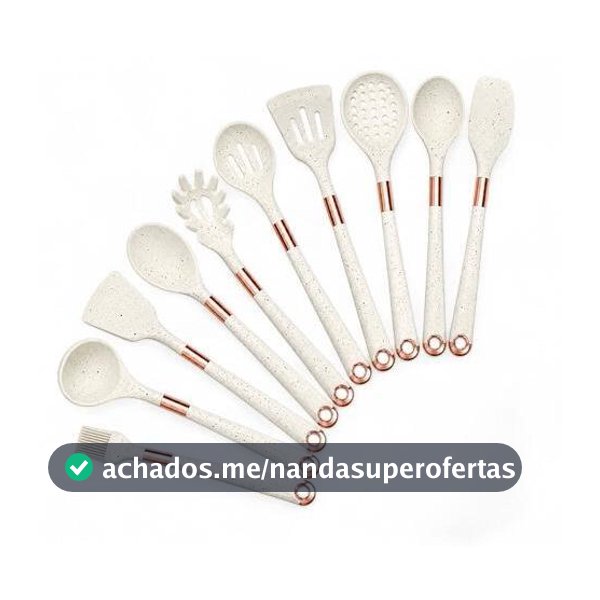 Kit de Cozinha 10 Peças Silicone  sem Suporte Não Risca Panela CORES VARIAVEIS
