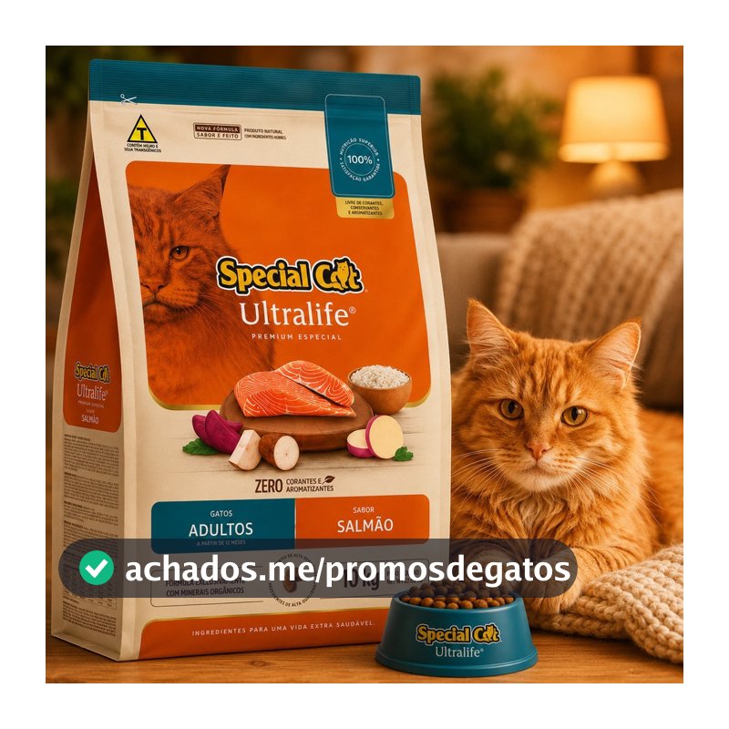 Ração Seca Gatos Adulto  10.1KG Special Cat Premium Ultralife Sabor Salmao Arroz