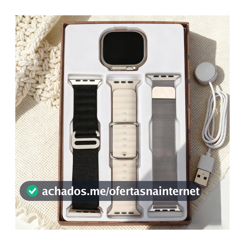 kit Smartwatch Relógio Inteligente Digital Feminino Calculadora Amoled 2.0 " HD Masculino Bluetooth Chamada Presente
