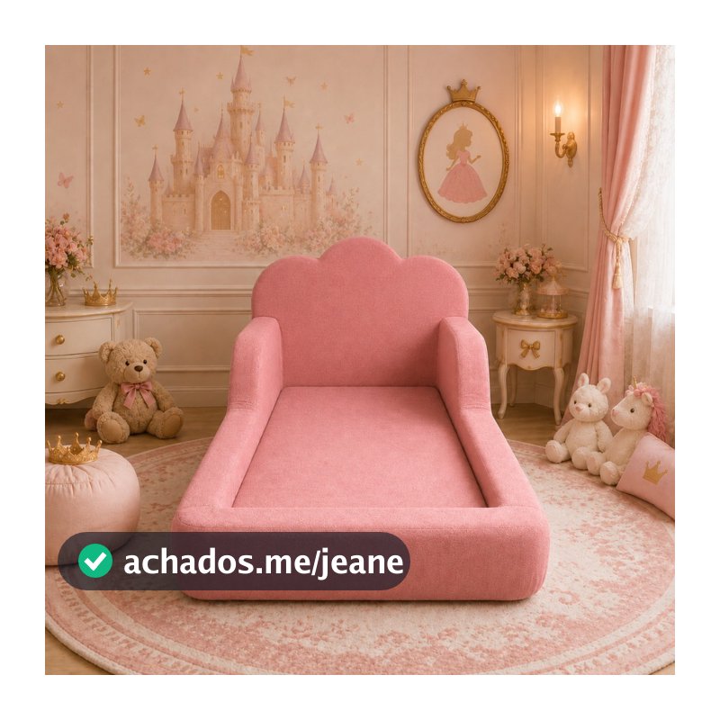 Cama Montessoriana Tamanho SOLTEIRO - Modelo REININHO - Tecido Bouclê