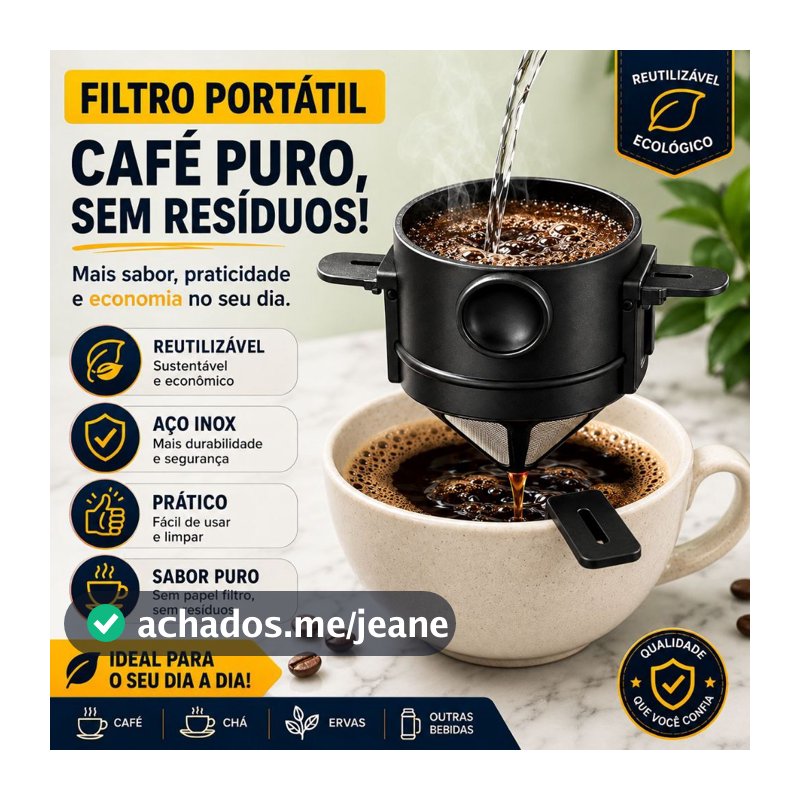 Mini Filtro de Café Inox Reutilizável Portátil Coador Sem Papel para Café Chá Caneca Xícara - BH