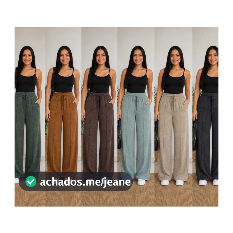 ✨ Calça Pantalona Rib Canelada Feminina  com  bolso| Super Confortável e Elegante