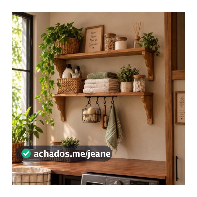 Prateleira Rústica de Madeira com Suporte | Decoração Farmhouse | Organizador