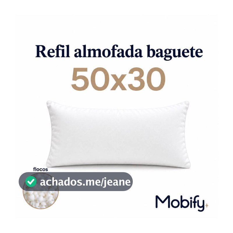Refil enchimento Almofada Baguete 50x30cm flocos de espuma