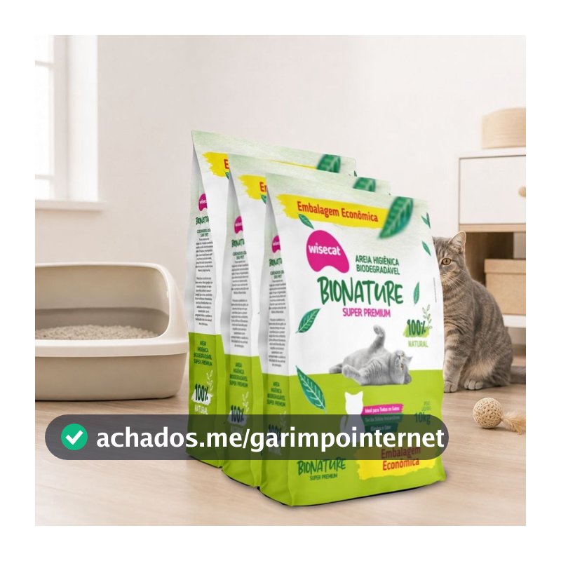 Kit 3 Areia Sanitária De Mandioca Granulado Para Gatos Biodegradável Wisecat 30kg