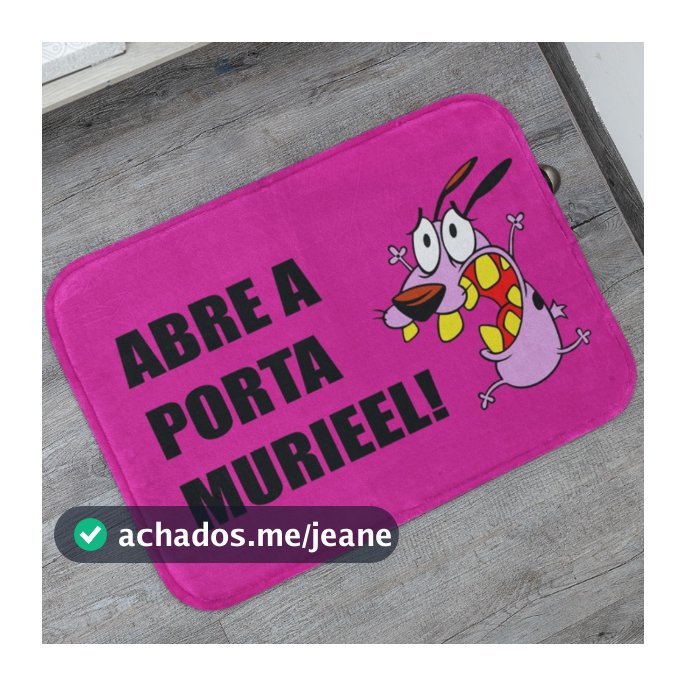 Tapete de Entrada Antiderrapante 55x35cm Cão Coragem Decorativo