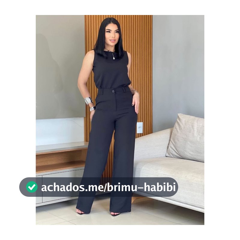 YAN FASHION Conjunto Alfaiataria Feminino Regata e Calça Pantalona Cintura Alta Social