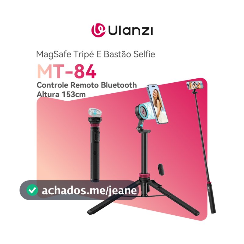 ULANZI MT-84 MagSafe Tripé E Bastão Selfie 1.53m 360° Dobrável Portátil Bluetooth Magnético