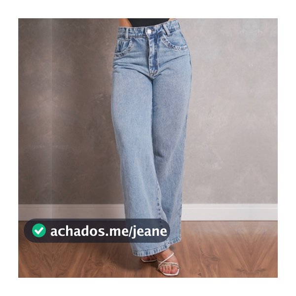 Calça Jeans Feminina Wide Leg Shopee Gaven Cintura Alta Tecido Grosso Marmorizada Linha Premium