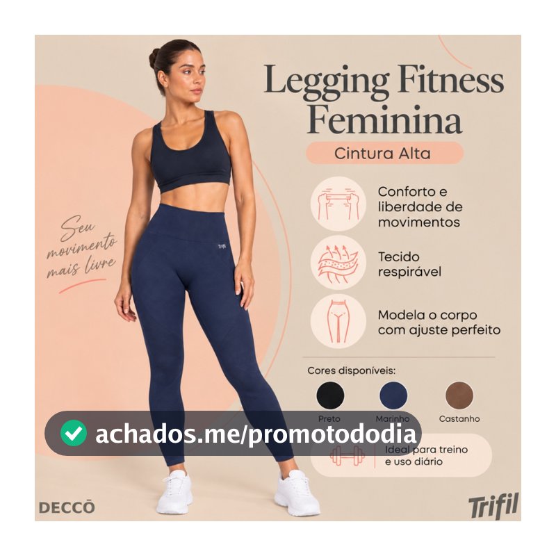 Calça Legging Trifil Feminina Fitness Sem Costura Respirável Para Academia