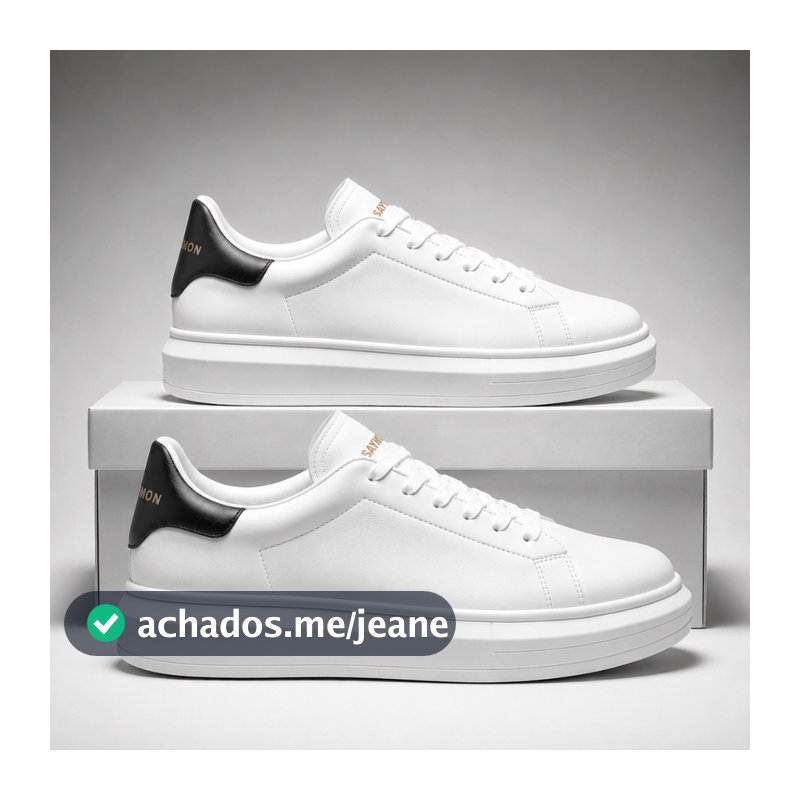 Tênis Masculino E Feminino Casual Branco Preto Couro Sintético Confortável Na Moda