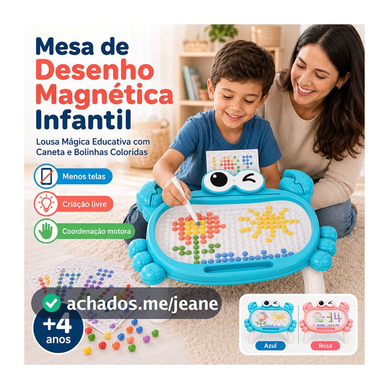 Mesa de Desenho Magnética Infantil com Caneta e Bolinhas Coloridas Lousa Mágica Educativa