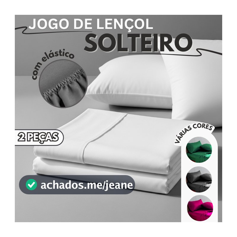 Jogo De Lençol Solteiro 2 Peças com Elástico 1,88 x 0,88 x 20 cm Antialérgico - Várias Cores