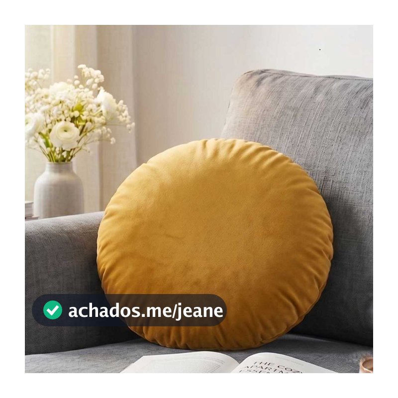 Almofada Redonda Veludo Premium com Zíper Invisível e Enchimento Fibra Siliconada 35cm Decorativa - Várias Cores