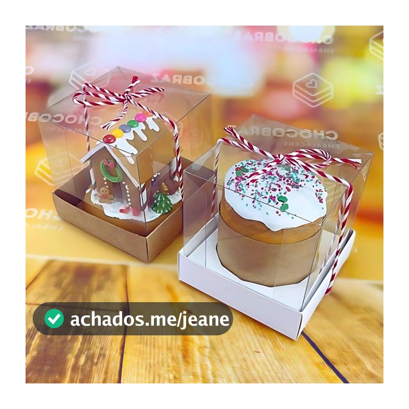 1050 CAIXA MINI PANETONE 100g BRANCA OU KRAFT TAMPA ACETATO (CHOCO)
