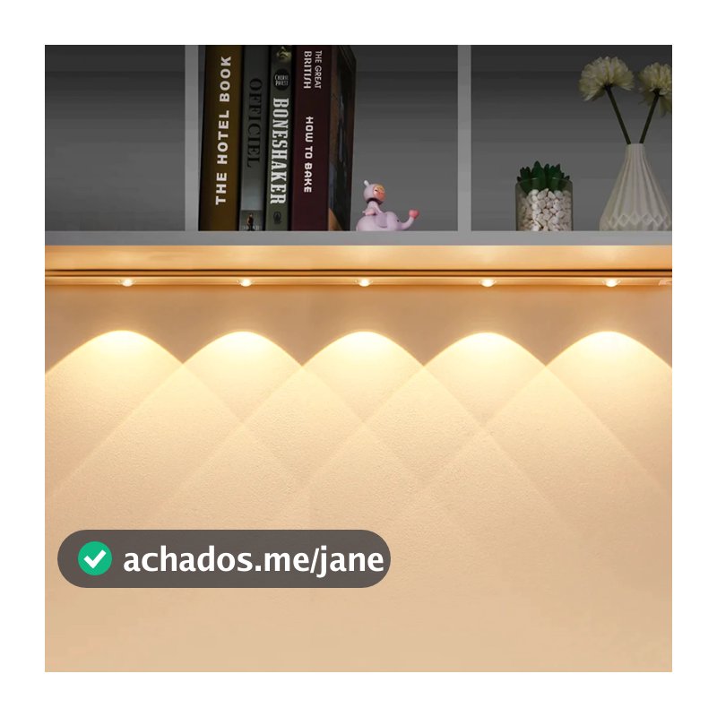 Luz de LED com Sensor para Armário 60cm Ultra Fina 3 Cores Recarregável (Branco/Quente/Natural) Movimento Luminária F9