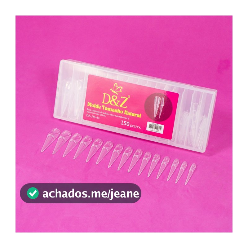 Molde F1 D&Z Reversa Stiletto Transparente 150 Unidades para Alongamento de Unhas em Gel e Polygel