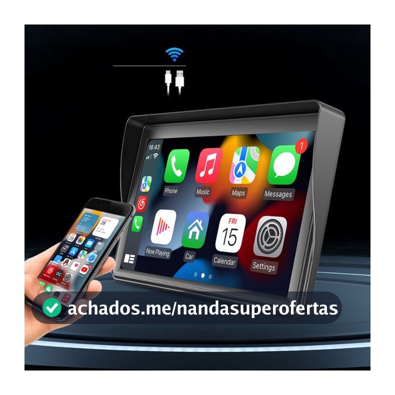 Multimídia Som De Carro Universal Carplay Android e IOS Tela 7 Câmera de Ré