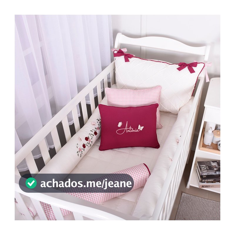 Kit Berço Americano Algodão Personalizado Rolinho Luxo Menino Menina - 08 Peças