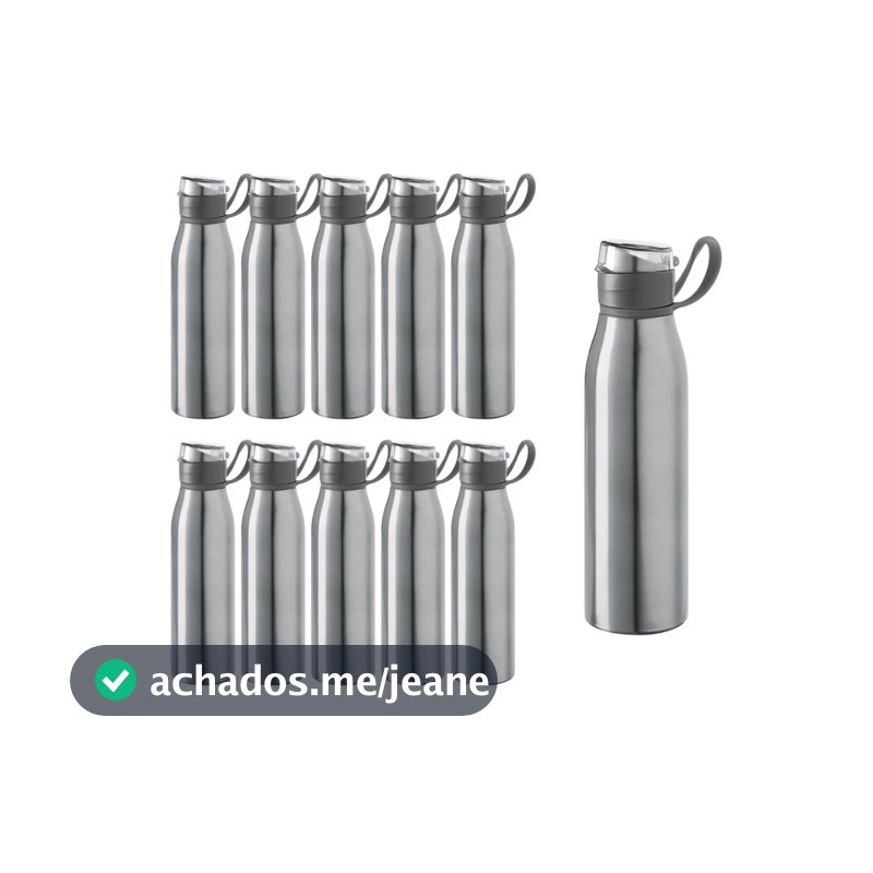 Kit 10 Garrafas Alumínio Squeeze Água Esportiva 650ml Alça Silicone Dia a Dia Treino Academia