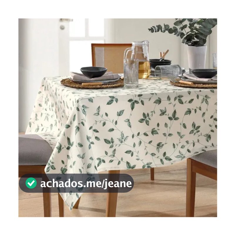 Toalha de Mesa Quadrada 4 Lugares 1,40x1,40 Impermeável Clean Dohler Botanica Folhas