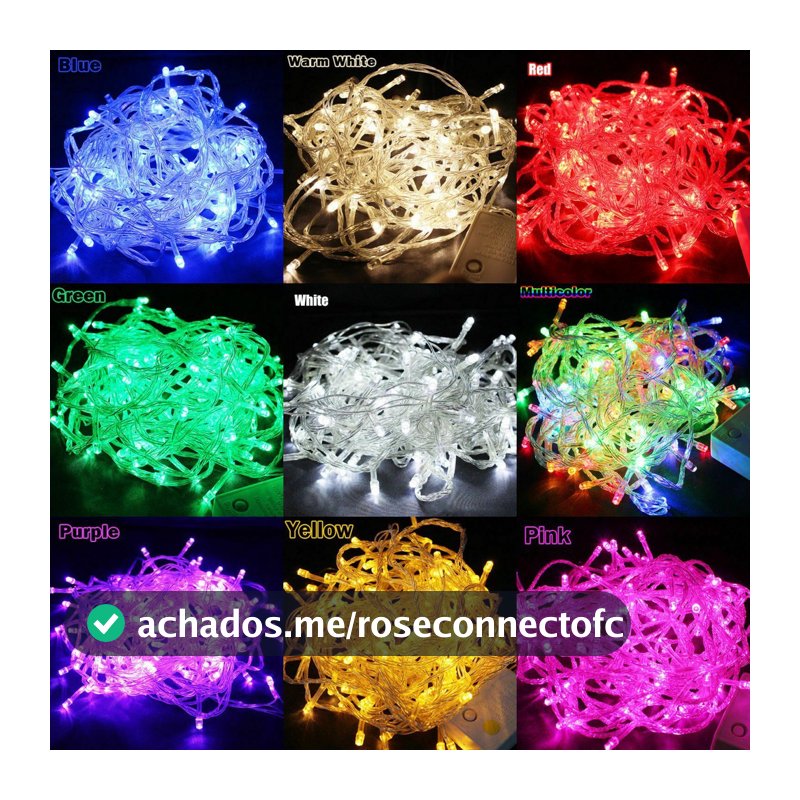 Pisca Pisca Natal Cordão 100 Leds 10m 8 Funções Varias Cores 110v / 220v ANJIN
