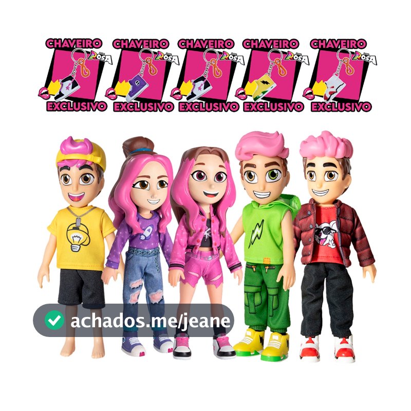 Kit 5 Bonecos Dos Rosa Emilly Vick + Katlen + Leozin + Void + Robson Youtuber 25cm Vinil Original - Baby Brink