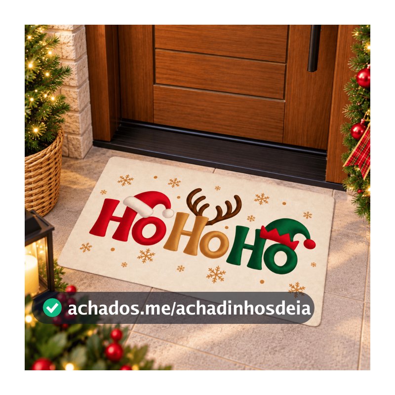 Tapete Natal Antiderrapante para Entrada de Casa Porta 34x58cm Várias Estampas