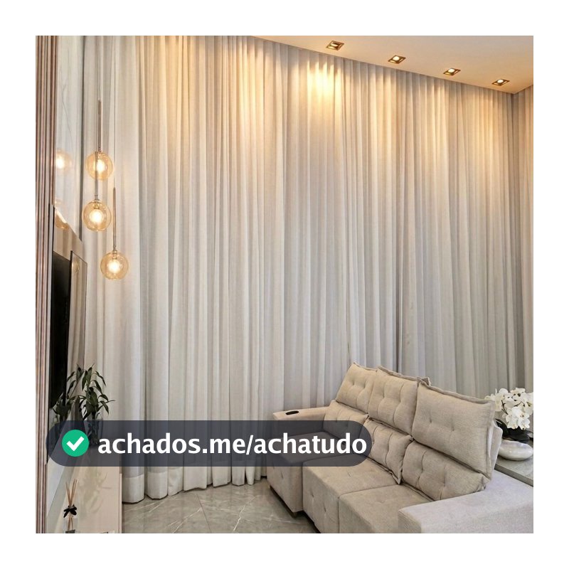 Cortina Trilho Suíço Duplo Voil Linho + Forro Blackout 5,00 x 2,30/2,40/2,50/2,60/2,70/2,80 Alto Padrão