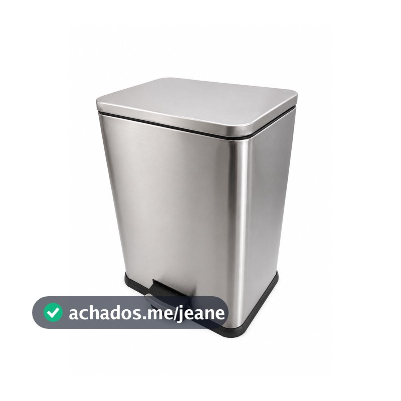 Lixeira Aço Inox Retangular 10/16,7L Cesto Removível Alça Pedal Banheiro Cozinha - Novo Modelo com Tampa de Fechamento