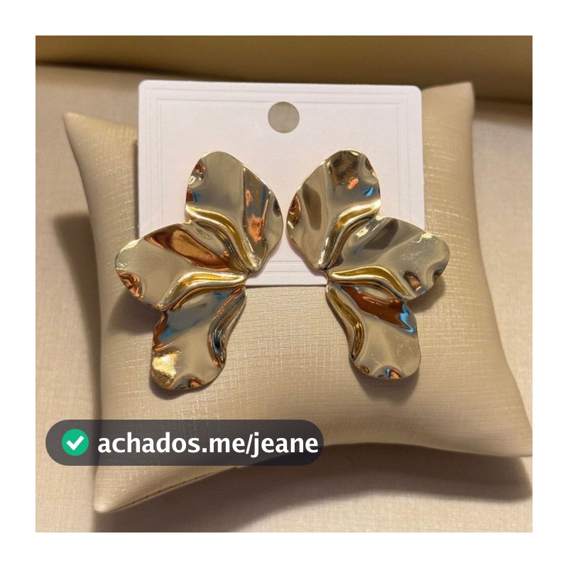 Brinco Feminino Orgânico Flor De Pétalas Banhado a Ouro 18K Prata 925 Vintage Design Minimalista Irregulares