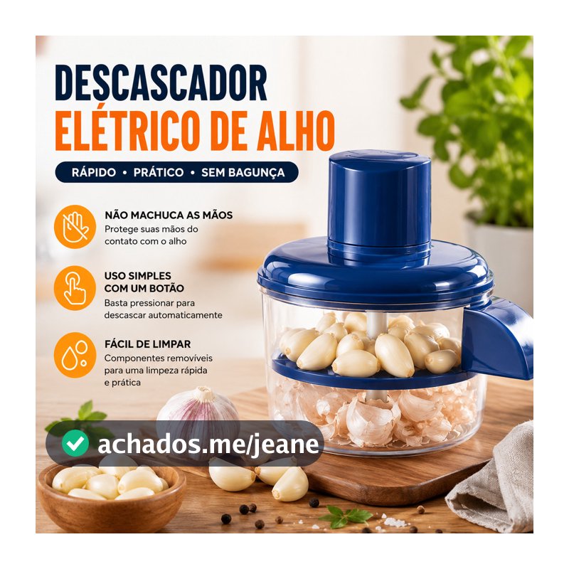 Descascador Elétrico Automático Portátil para Cozinha Frutas Alho Tomate e Legumes