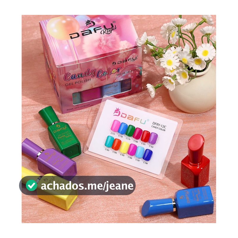 Kit 12 Esmalte em Gel Dafu Tons Vermelho/Nude Marrom Alta Pigmentação Secagem em Cabine Led/Uv Nail Designer Manicure vc