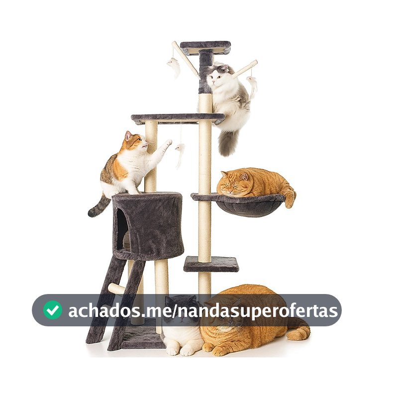 Arranhador para Gatos 5 Andares com Brinquedos | Casa Torre para Gatos Arranhar e Brincar | Confortável casinha de gato