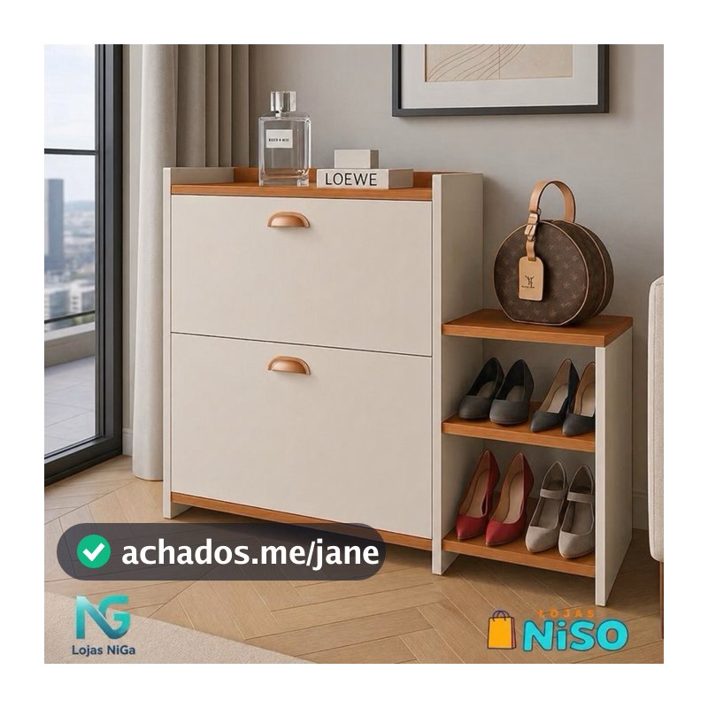 Sapateira Closet ou Milano Banquinho 21 Pares Organizadora Prateleira Gaveta Basculante Hall Entrada - QUEIMA ESTOQUE