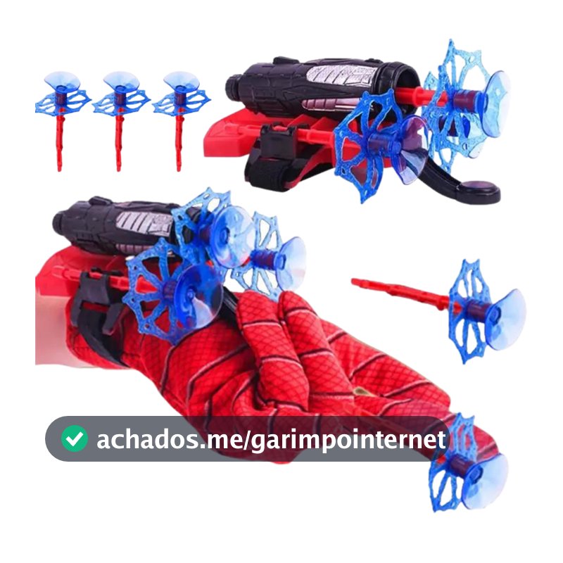 Luva Do Homem Aranha Lança Dardos Infantil Brinquedo Spider Man Herói Lançador Teia Ventosa