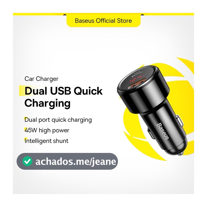 Baseus 45W Fast Charging USB Car Charger Support Supercharge