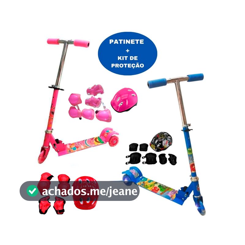 Patinete Infantil 3 Rodinhas com Luz Led e Freio Ajustável Até 25kg Menino Menina