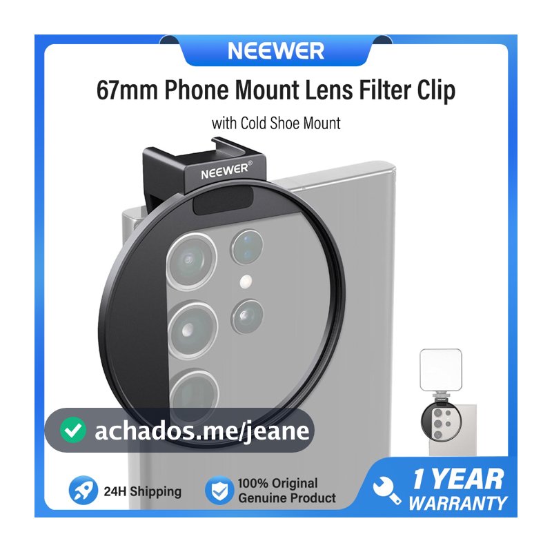 Clipe De Filtro De Lente Com Rosca Para Montagem Em Telefone NEEWER 67 Mm Sapata Fria , Botão De Travamento , Compatível