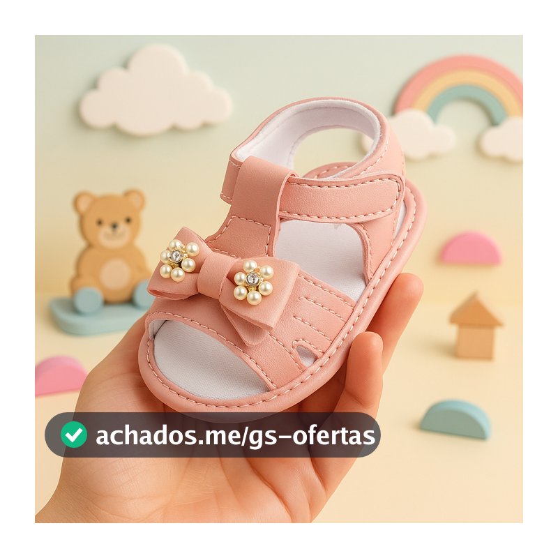 Sandália Feminina Isis Laço com Pedra Para Bebê Confortável Pingente Menina