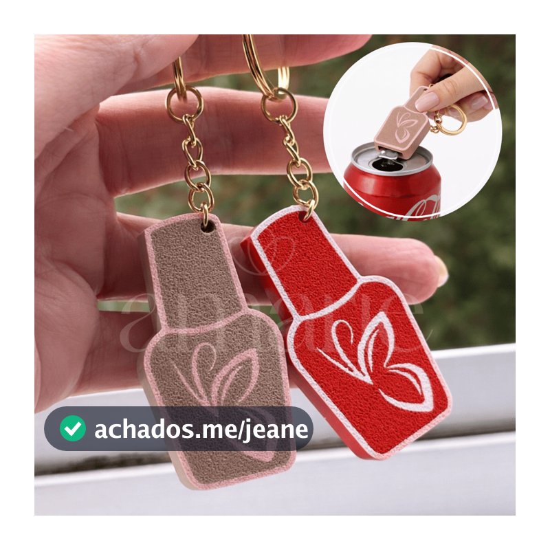 Kit 15 | 30 | 60 Chaveiros Abridor de Latas Esmalte 5cm | Brinde Nail Designer | Lembrancinha para Clientes Manicure
