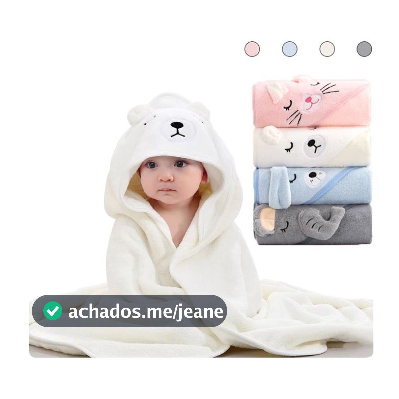 Toalha De Banho Infantil Com Capuz Felpuda Infantil Bebe Crianca Bichinhos Grande