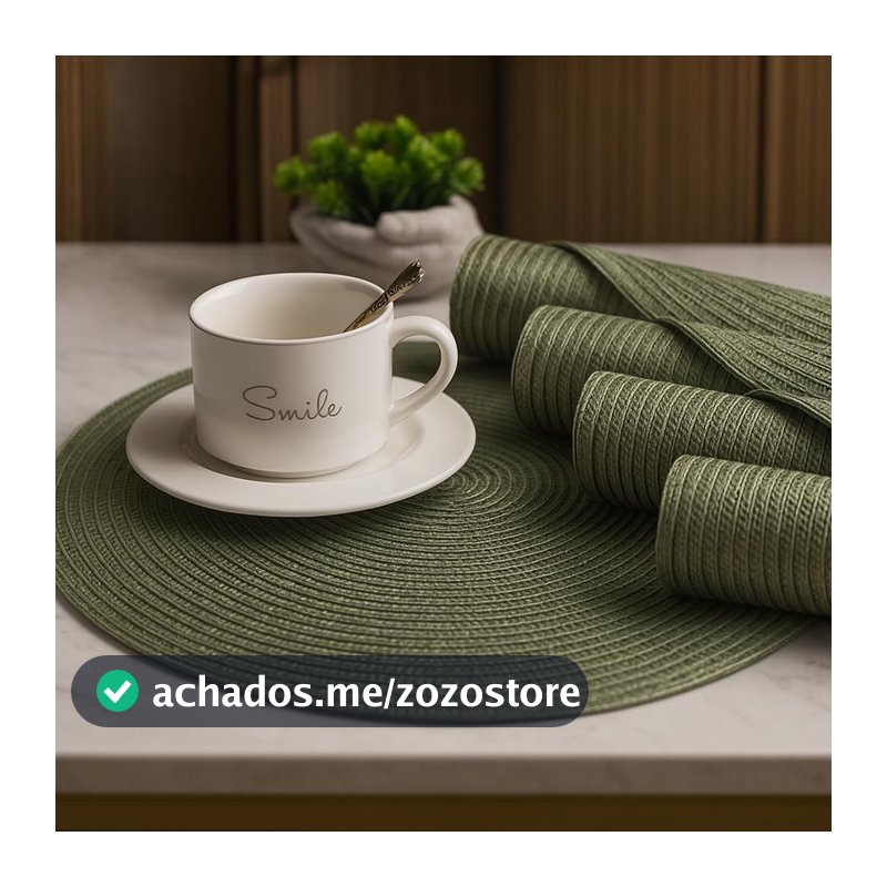 Kit 4 ou 6 Jogo Americano Tapete De Mesa Posta Redondo Design Elegante Impermeável 38cm