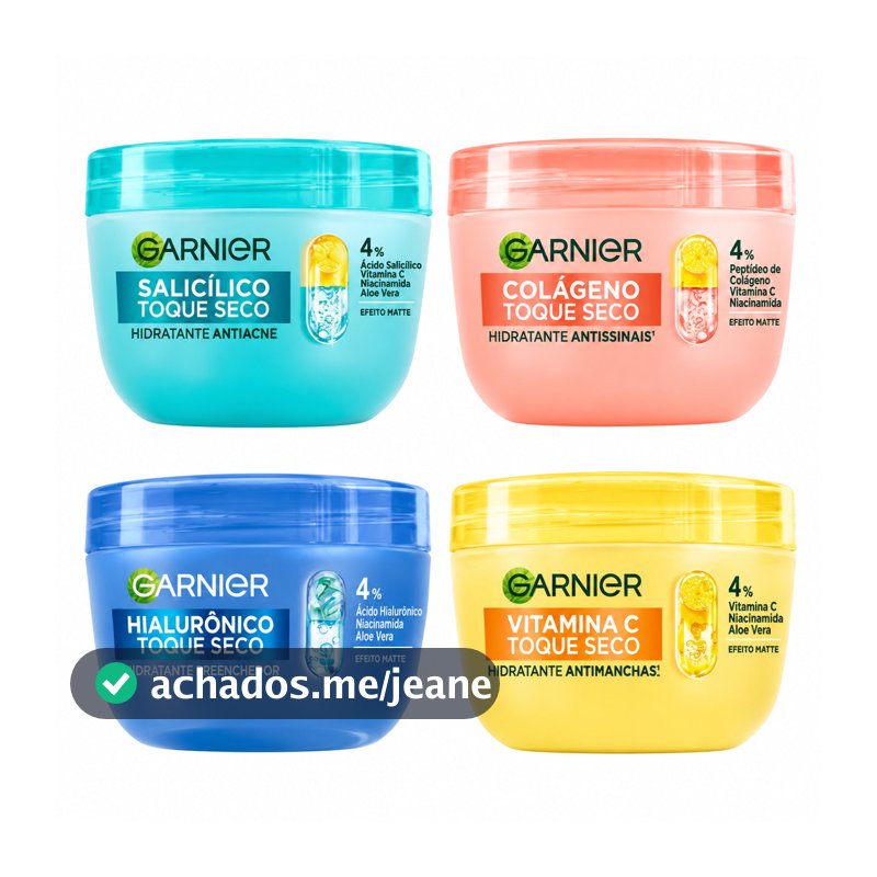 Gel Creme Facial Garnier 85g Toque Seco Ácido Hialurônico Niacinamida Controle da Oleosidade
