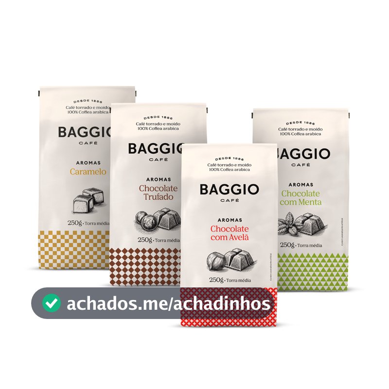 Kit Café Moído Baggio Aromas 1kg (4x250g) - Caramelo, Chocolate Trufado, Chocolate com Avelã e Menta
