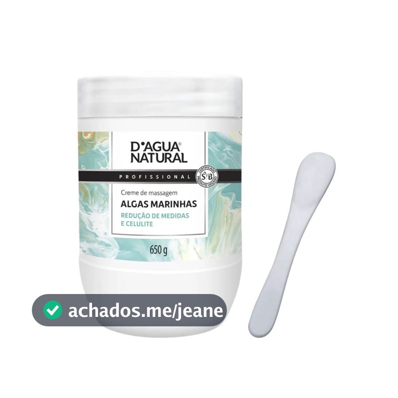 Creme de Massagem Algas Marinhas e Centella Asiática D'agua Natural 650g e Espátula Acrílica